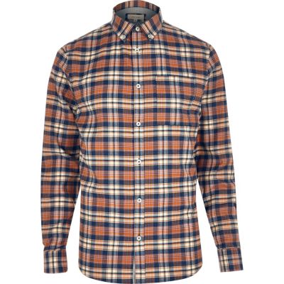 Orange check flannel shirt